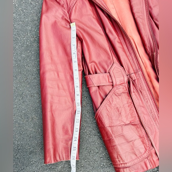 Vintage 1970s Sears Jr Bazaar Genuine Leather Jacket | Burgundy | Size 7/Small - Picture 7 of 16